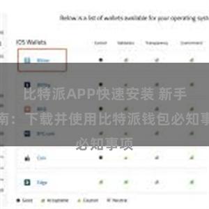 比特派APP快速安装 新手指南：下载并使用比特派钱包必知事项